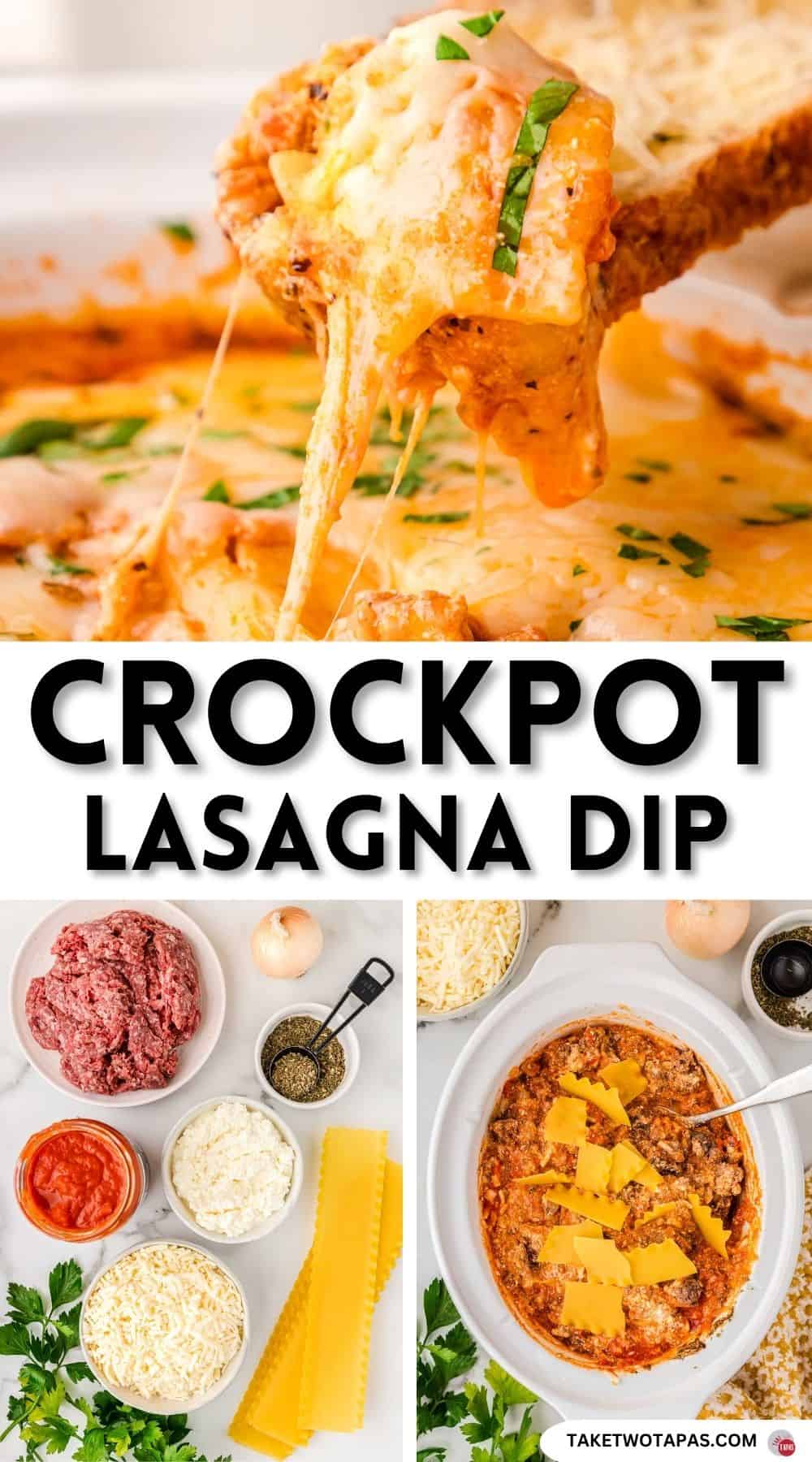 Pinterest pin image for lasagna dip recipe