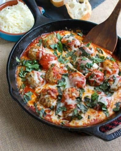 Tomato Basil Meatball Skillet Dip - A Cedar Spoon | Take Two Tapas