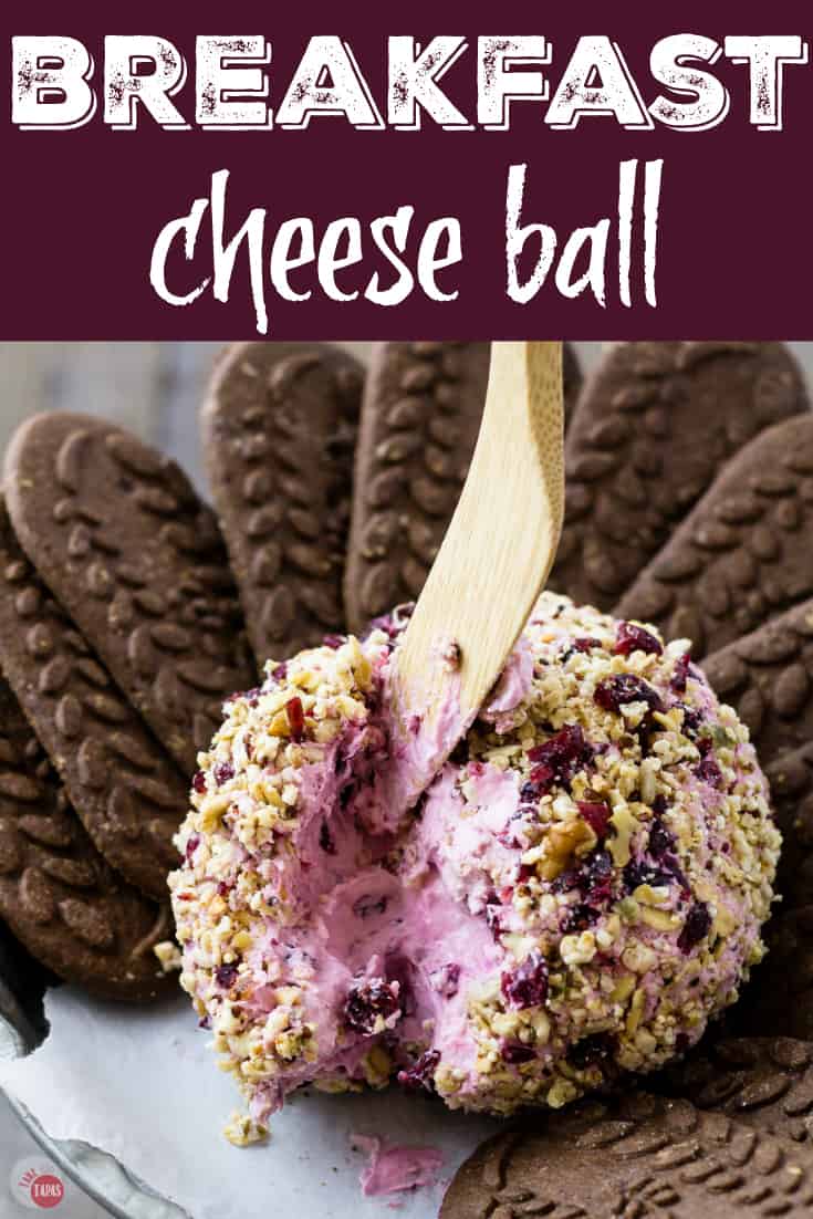 Pinterest image with text "breakfast cheese ball"