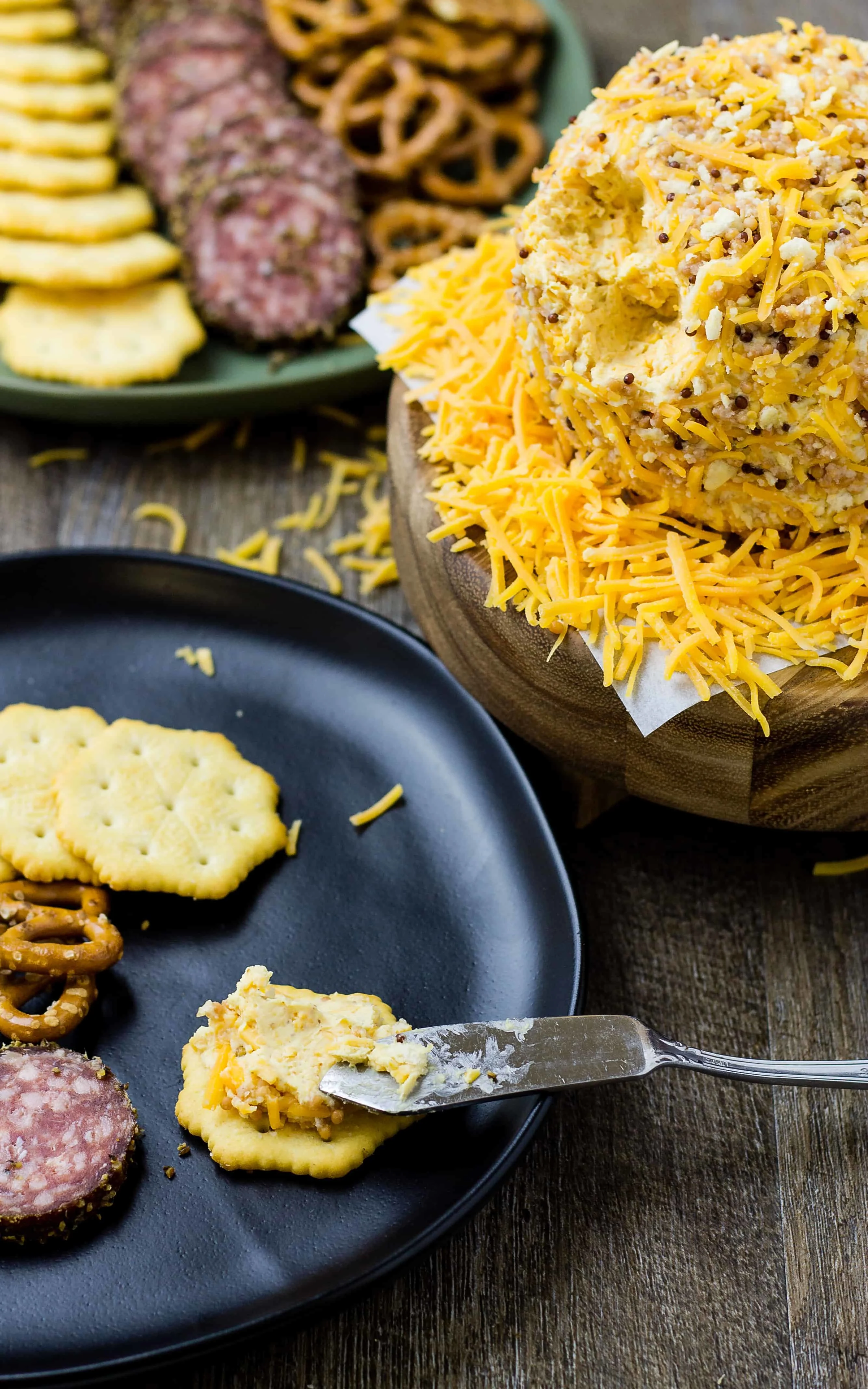 Honey Mustard Cheese Ball with Cheddar and Beer | Take Two Tapas | #HoneyMustard #honey #mustard #Cheeseball #Cheese #Holidays