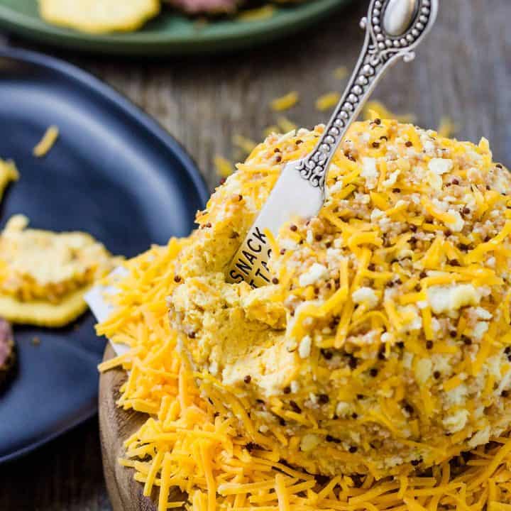 Honey Mustard Cheese Ball on a platter