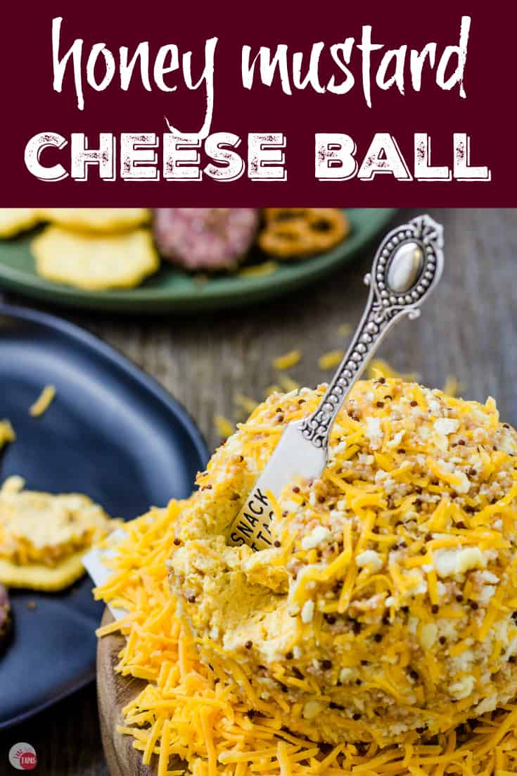 Honey Mustard Cheese Ball with Cheddar and Beer | Take Two Tapas | #HoneyMustard #honey #mustard #Cheeseball #Cheese #Holidays