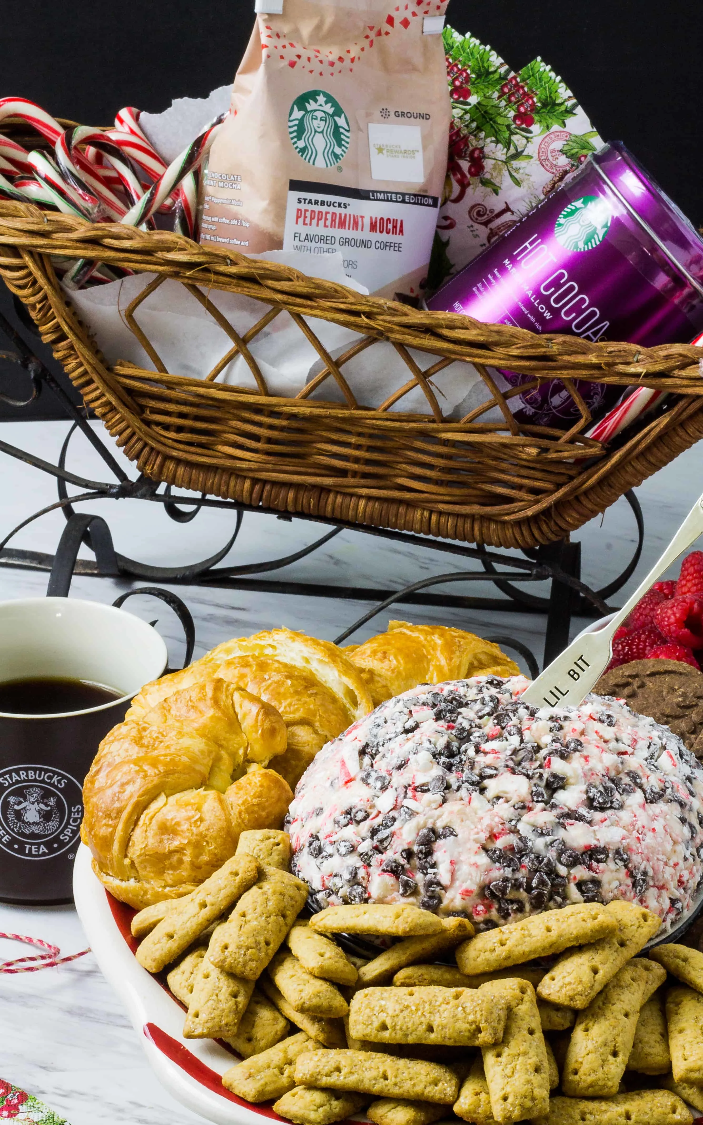 Grab some #coffee for my Peppermint Mocha Cheese Ball | Take Two Tapas | #SavorHolidayFlavors #Peppermint #CheeseBall #Holidays