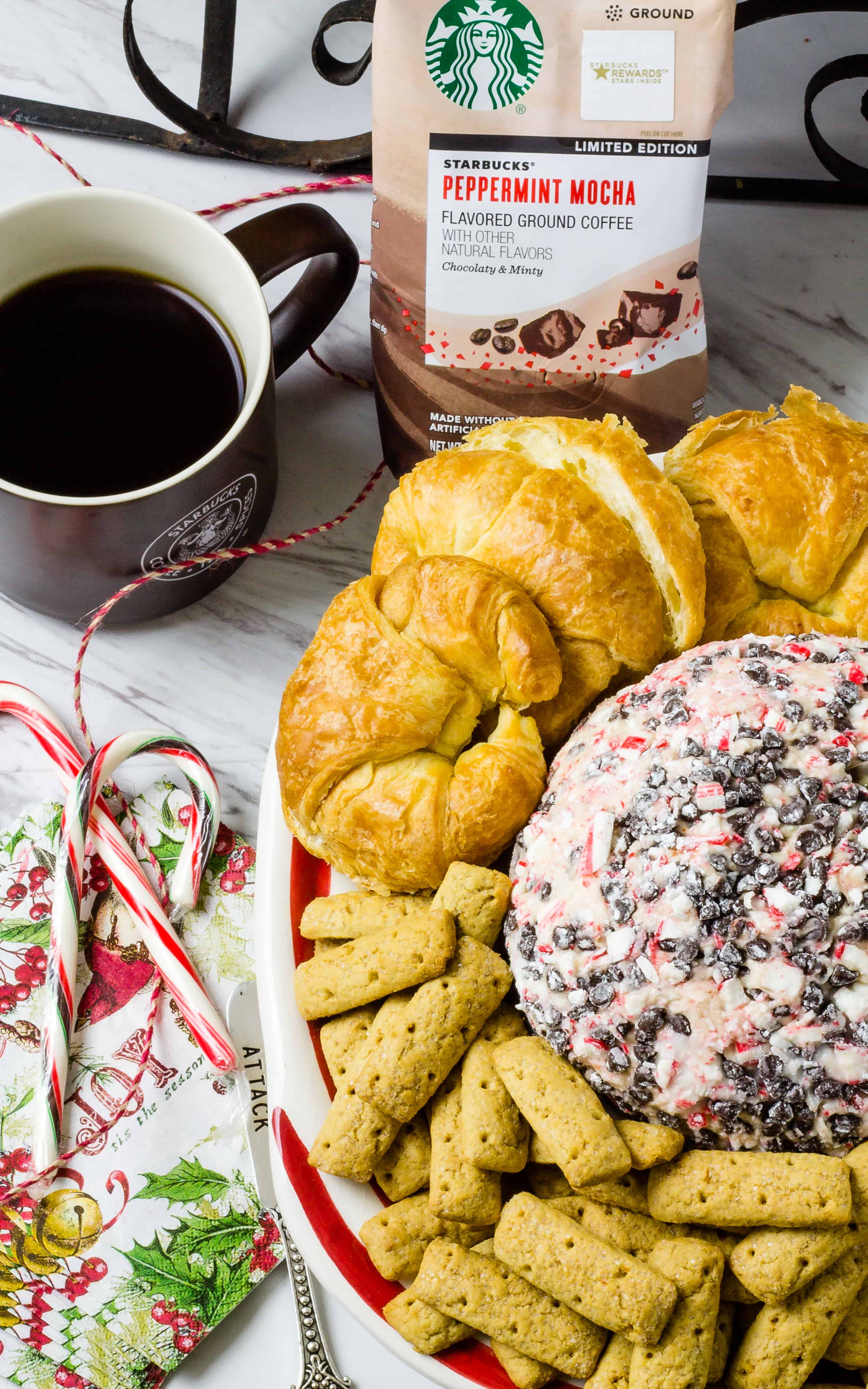 My Peppermint Mocha Cheese Ball is the perfect blend of sweet and savory | Take two Tapas | #SavorHolidayFlavors #CheeseBall #Holidays #BreakfastRecipes