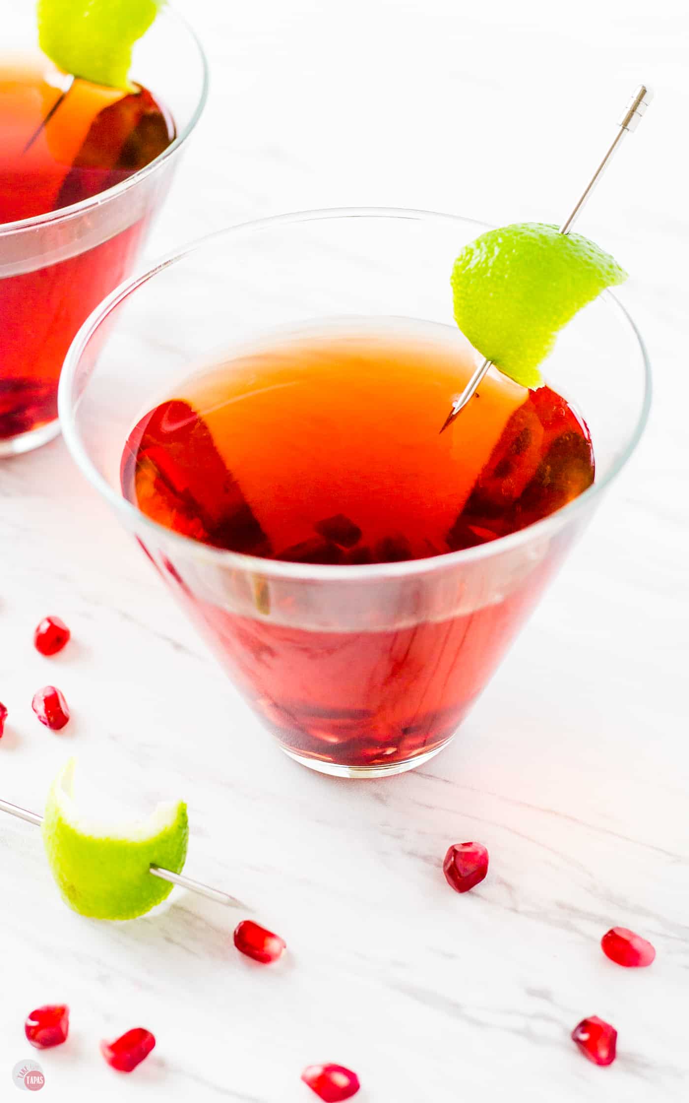 Your new Holiday cocktail is my Pomegranate Gimlet! | Take Two Tapas #Pomegranate #Gin #Gimlet