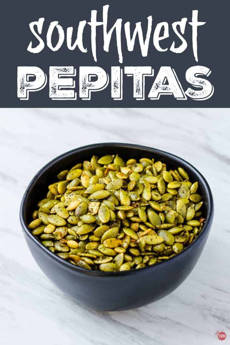 Pinterest image with text "southwest pepitas"