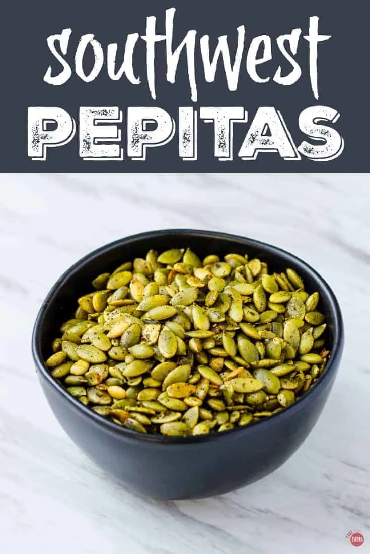 Pinterest image with text "southwest pepitas"