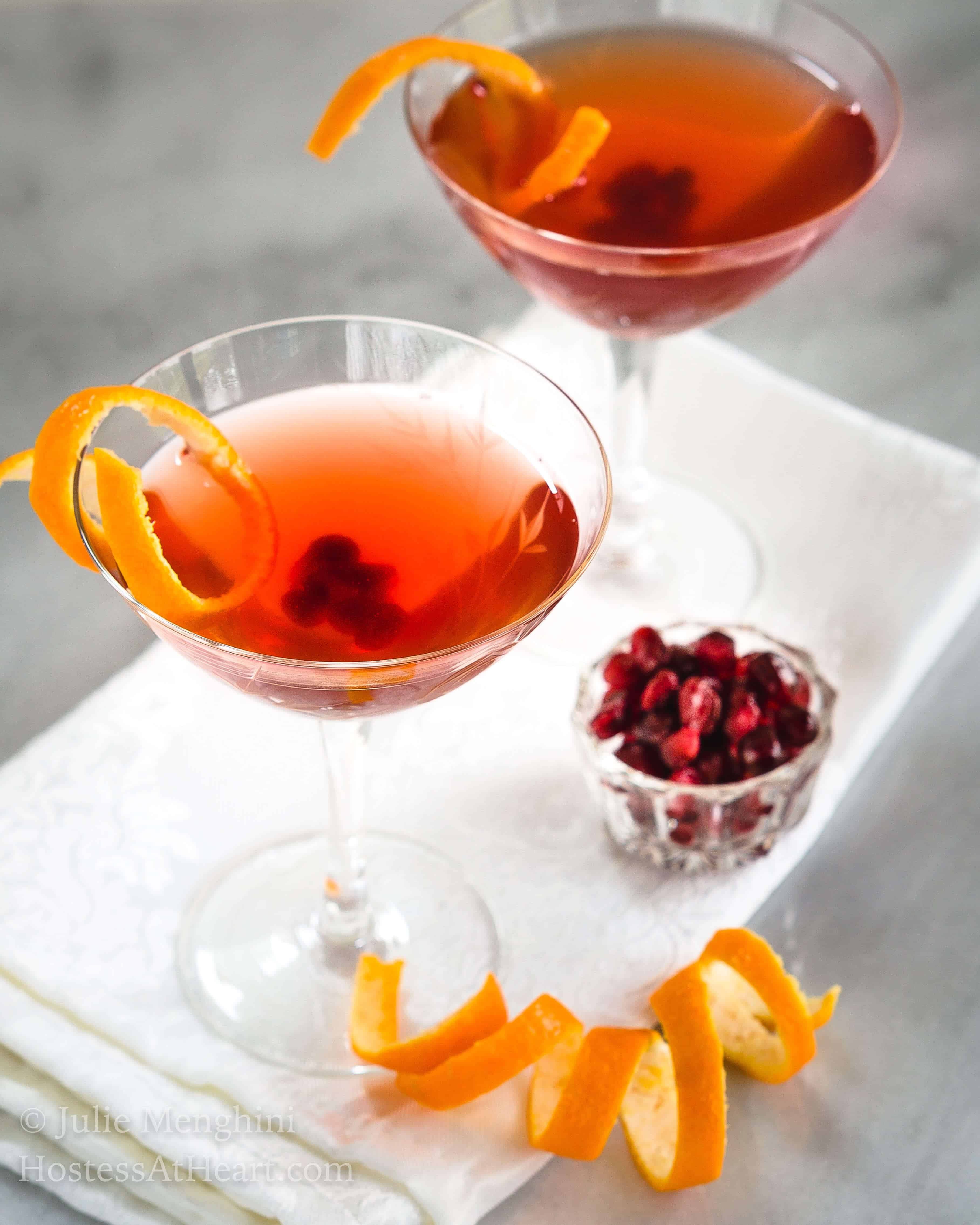 This Easy Pomegranate Clementine Vodka Cocktail Recipe is party ready.  It'll appeal to the boozy purest as well as the occasional sipper.