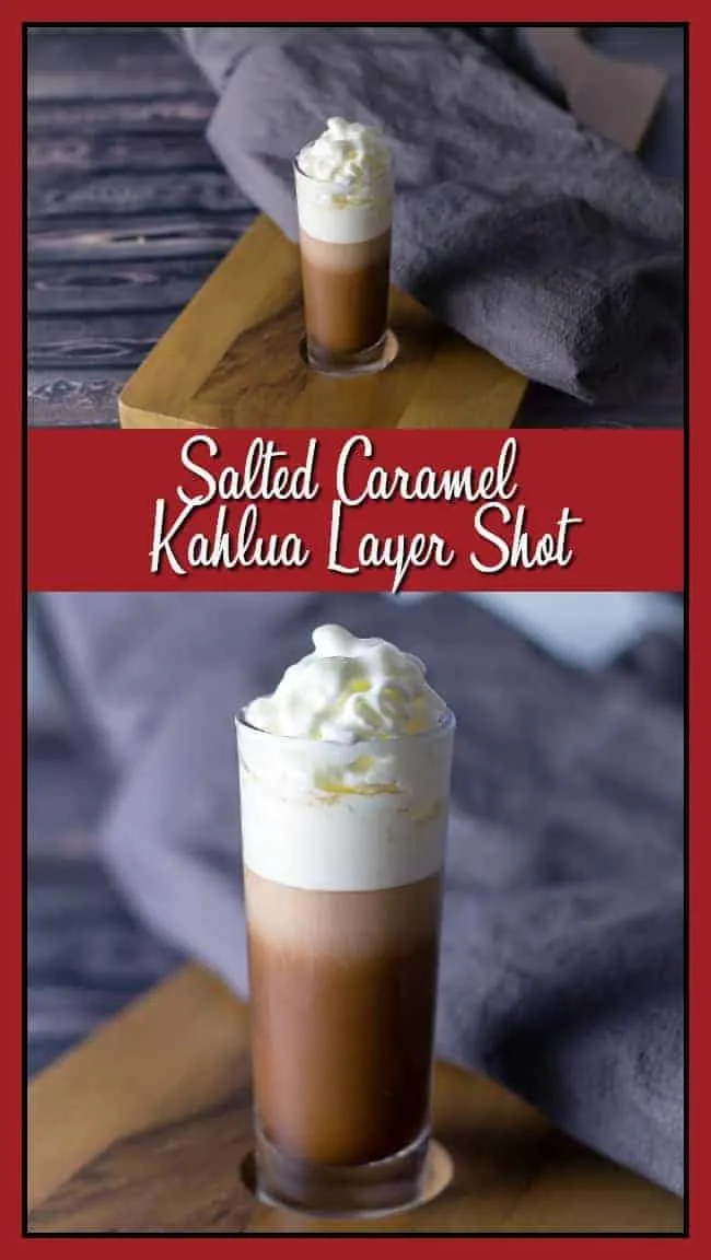 Pinterest collage image with text "Salted Caramel Kahlua Layer shot"