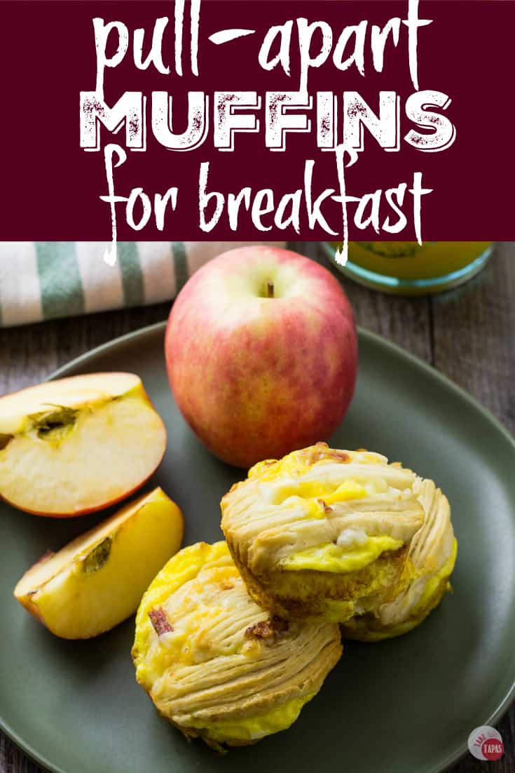 pinterest image with text 'pull-apart muffins for breakfast"