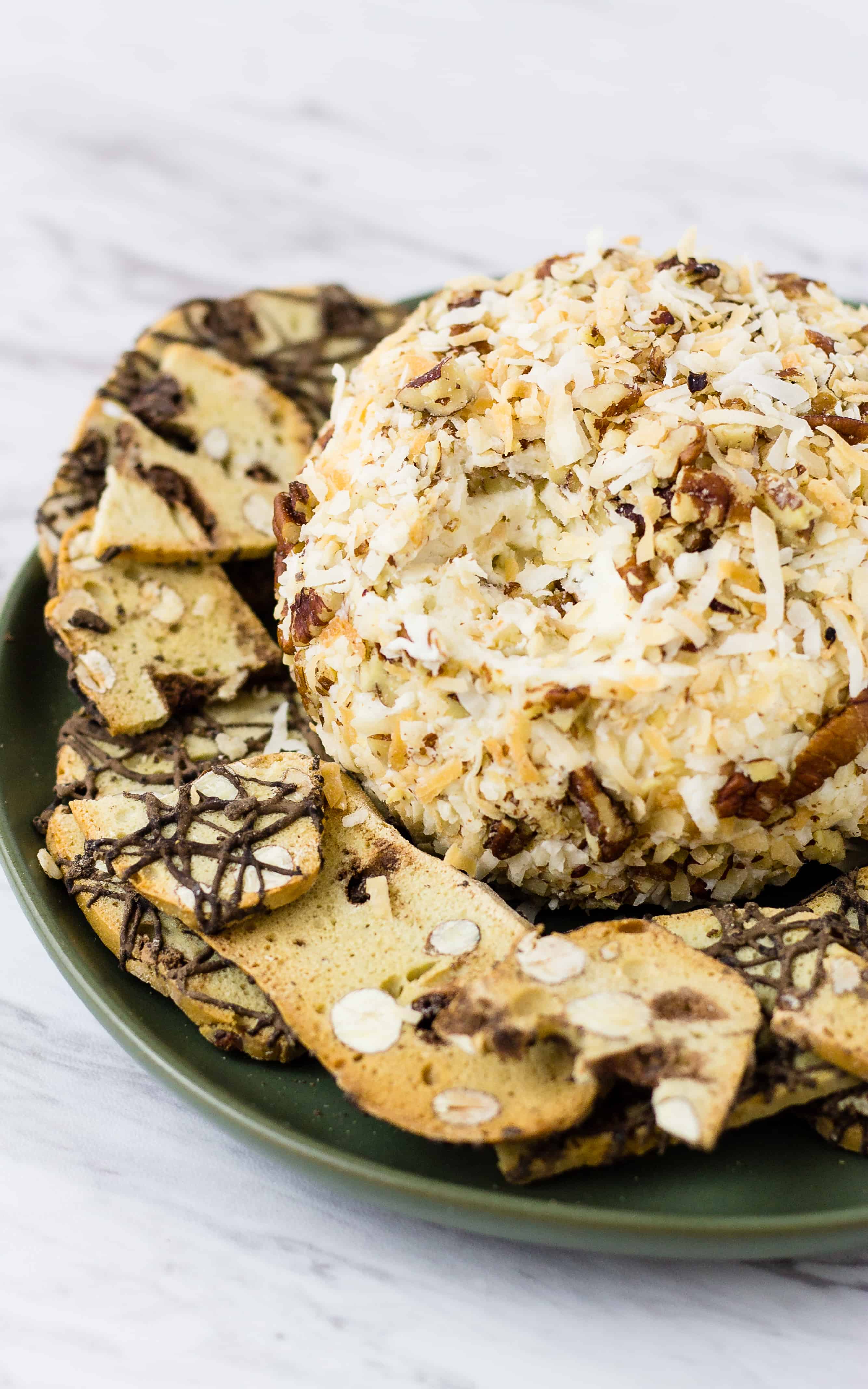 Perfect for dessert | Italian Cream Cake Cheese Ball | Take Two Tapas | #ItalianCreamCake #CheeseBall #Dessert #PartyFoods