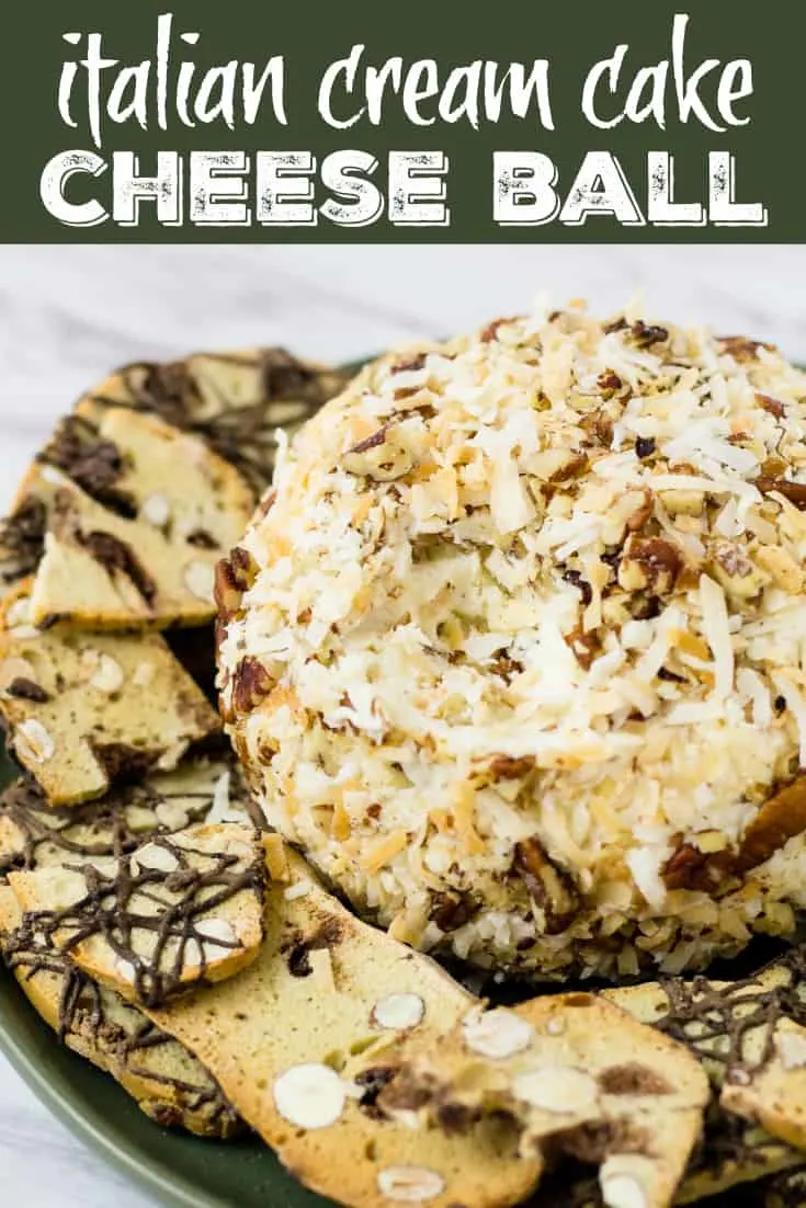 Check out my Italian Cream Cake Cheese Ball | Take Two Tapas | #ItalianCreamCake #cheeseball #dessert #partyfoods