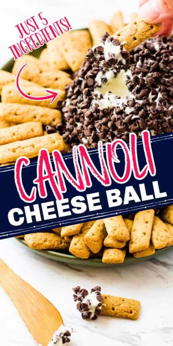 collage with text "cannoli cheese ball"