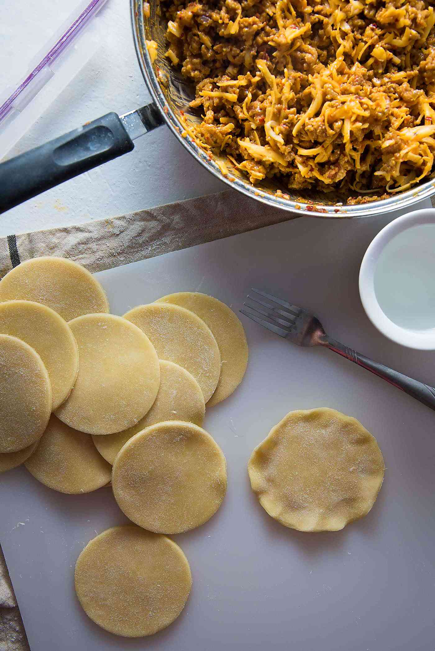 The dough for the spicy sausage empanadas is simple! | Take Two Tapas | #TheFlavorBender #Empanadas #Tapas #Spicy #Sausage