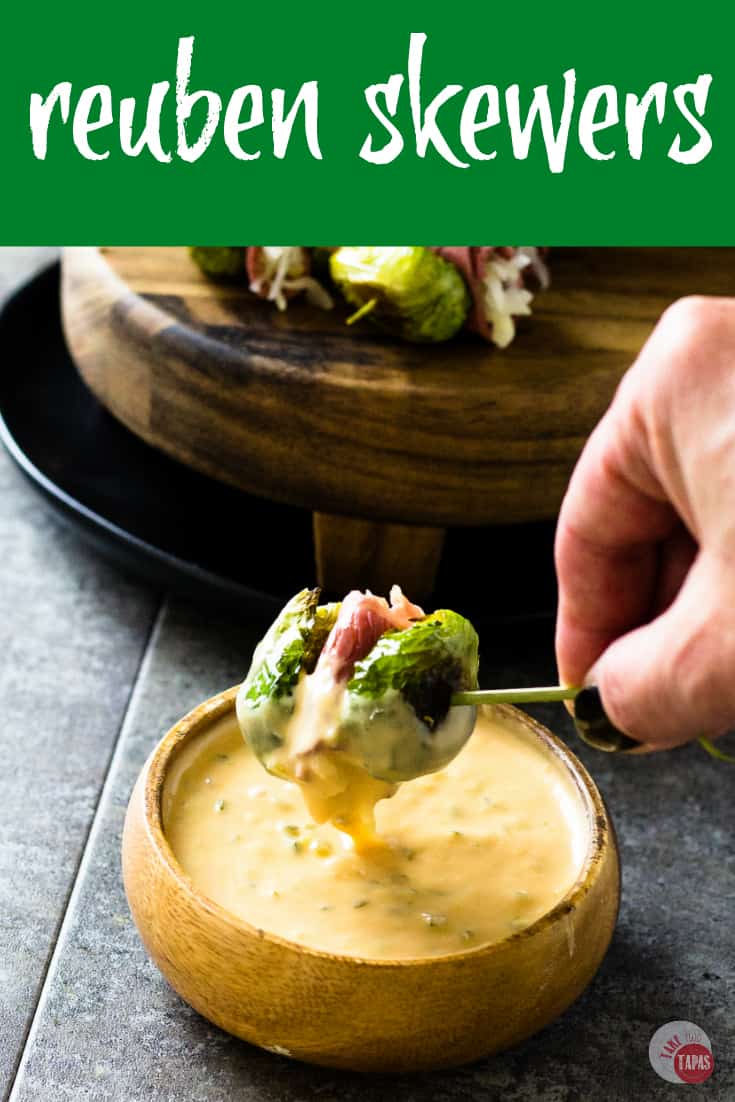 Reuben Skewers with Brussels Sprouts and Corned Beef | Take Two Tapas | #Reuben #Skewers #Sliders #CornedBeef #Cabbage #StPatricksDay #Sliders