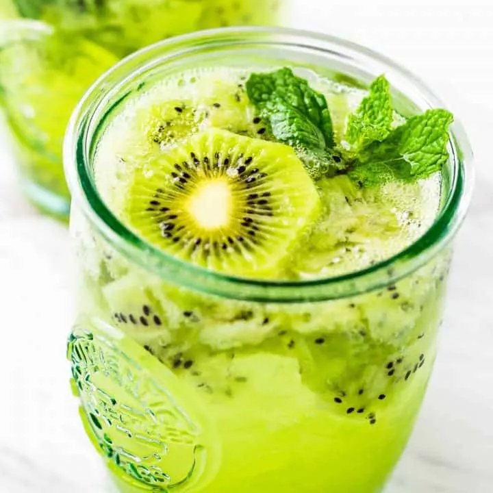 Close up of Kiwi Mint Mojito with rum