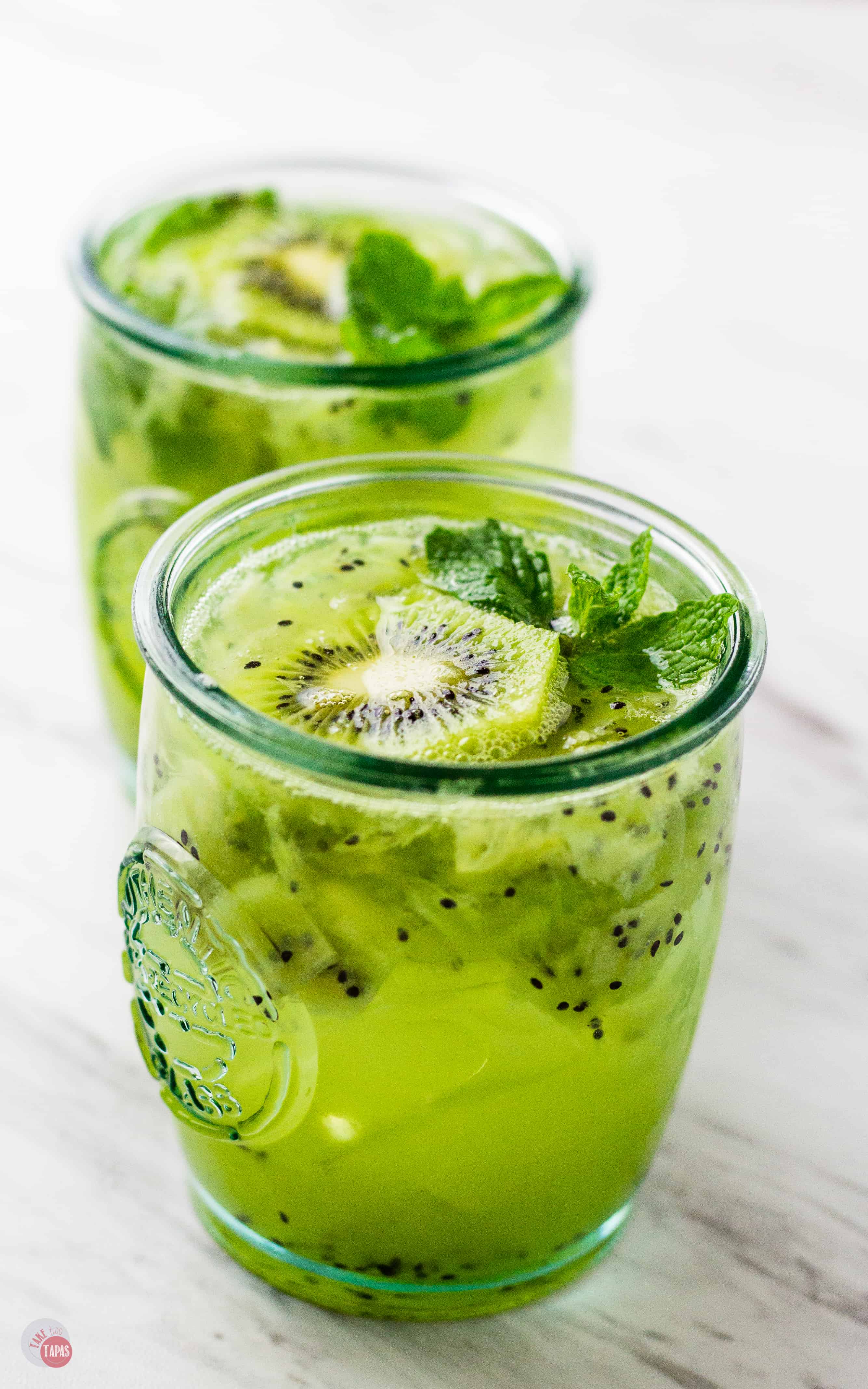 Get your drink on with my fresh Kiwi Mint Mojito | Take Two Tapas | #MojitoRecipe #Mojito #kiwi #rum #mint