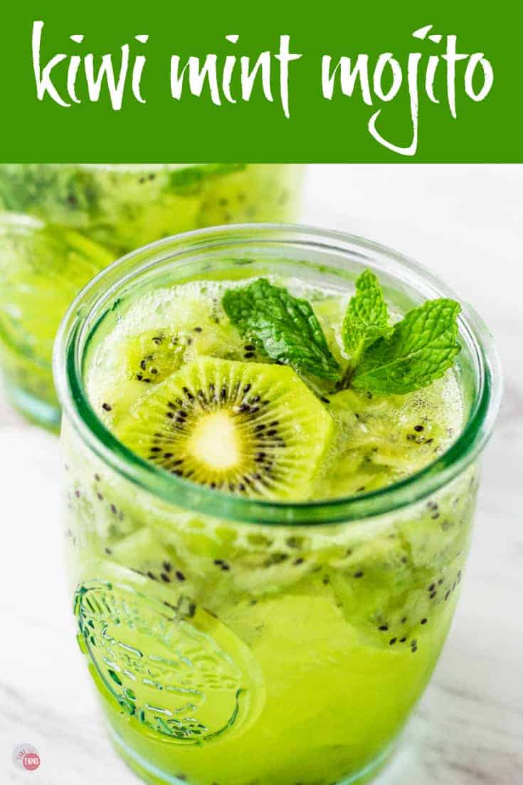 Pinterest image with text "kiwi mint mojito"