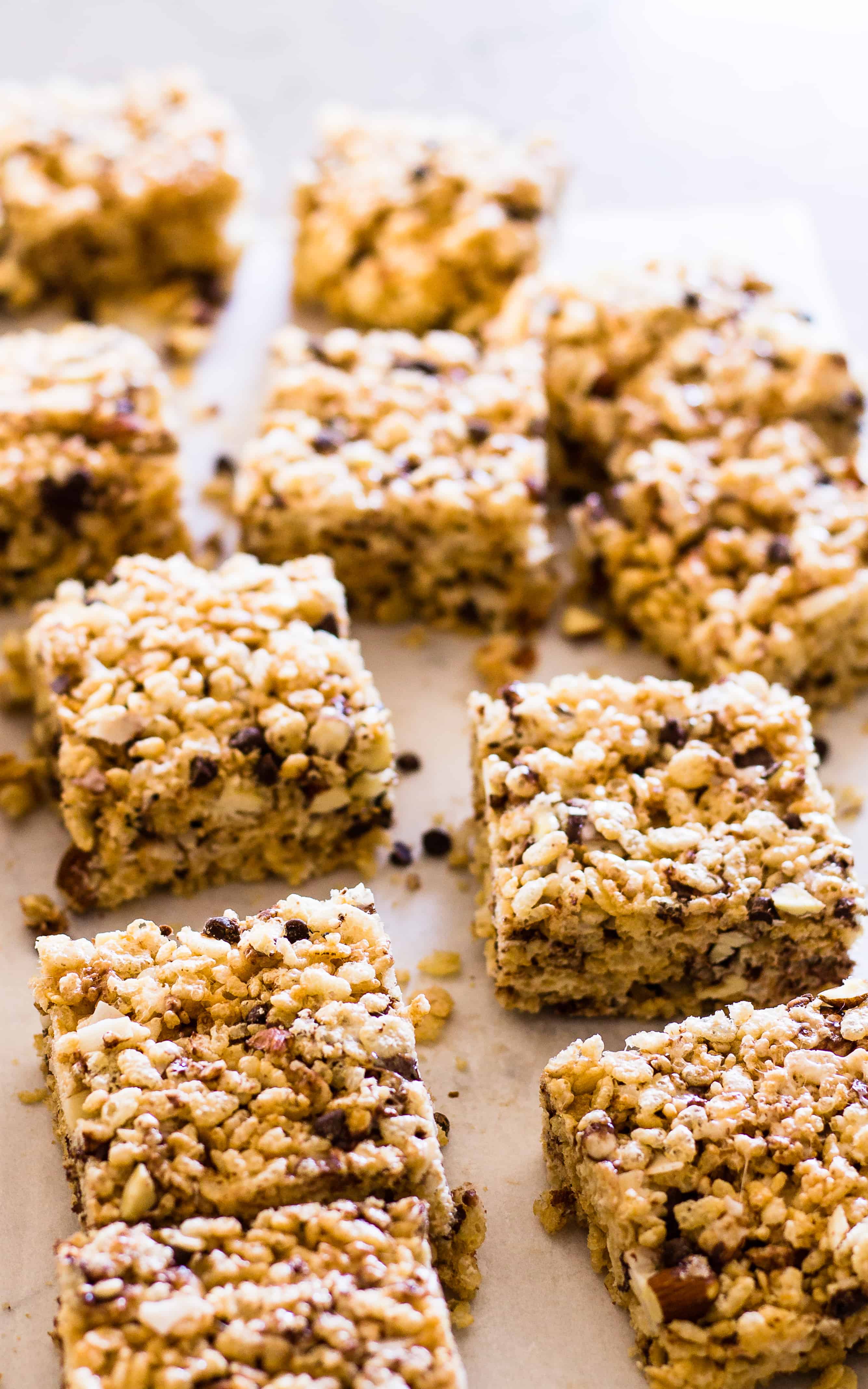These Almond Joy Rice Krispies Treats Squares with coconut almonds and dark chocolate are amazing! | Take Two Tapas | #AlmondJoy #RiceKrispieTreats #KrispieTreats #CrispyTreats