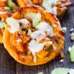 BBQ Buffalo Chicken Tart - Mini Pizza | Take Two Tapas | #BuffaloChicken #pizza #tart #BlueCheese #HotSauce #GameDayRecipes #Appetizers #PuffPastry
