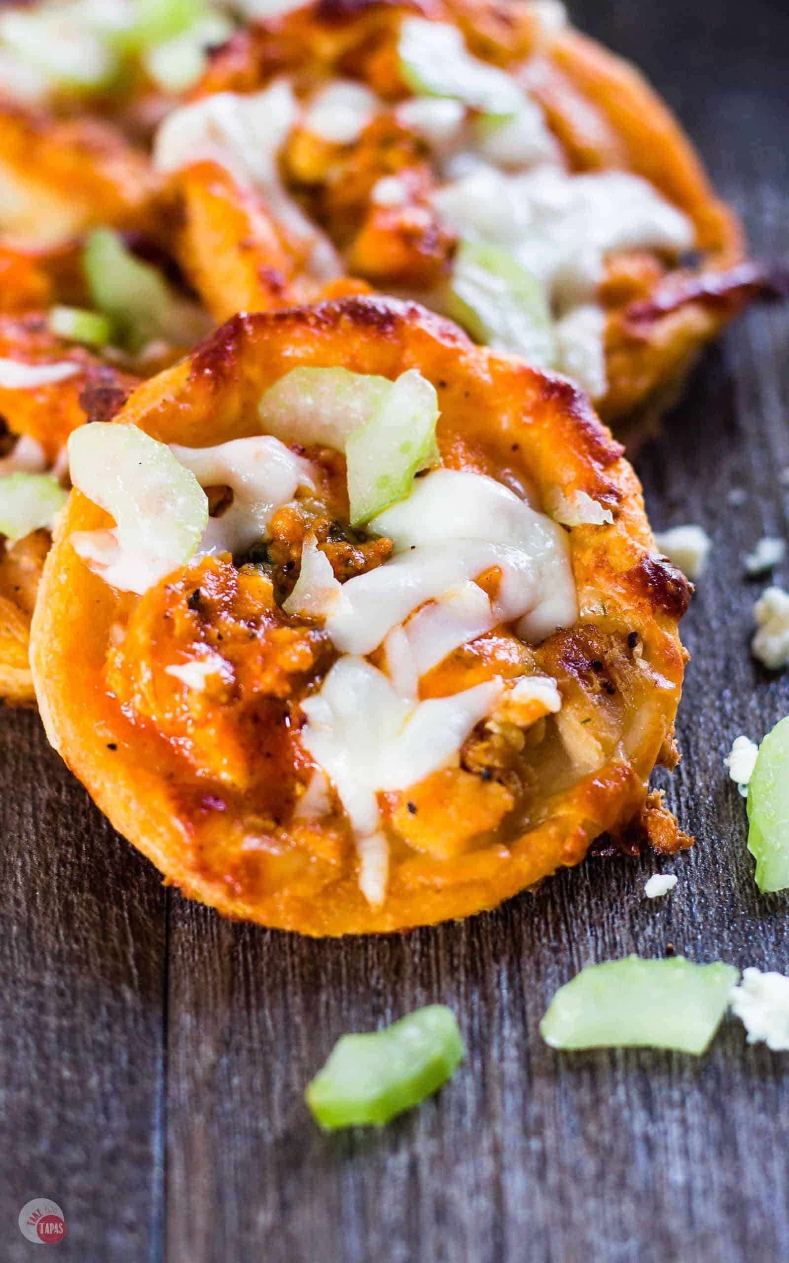 Close up of BBQ Buffalo Chicken Tart