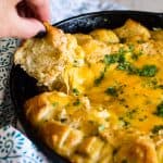 Mexican Beer Cheese Skillet Dip with Shortcut Soft Pretzels | Take Two Tapas | #BeerCheese #SkilletDip #MexicanDishes #OnePanDip #Baked #MexicanRecipes #SoftPretzels