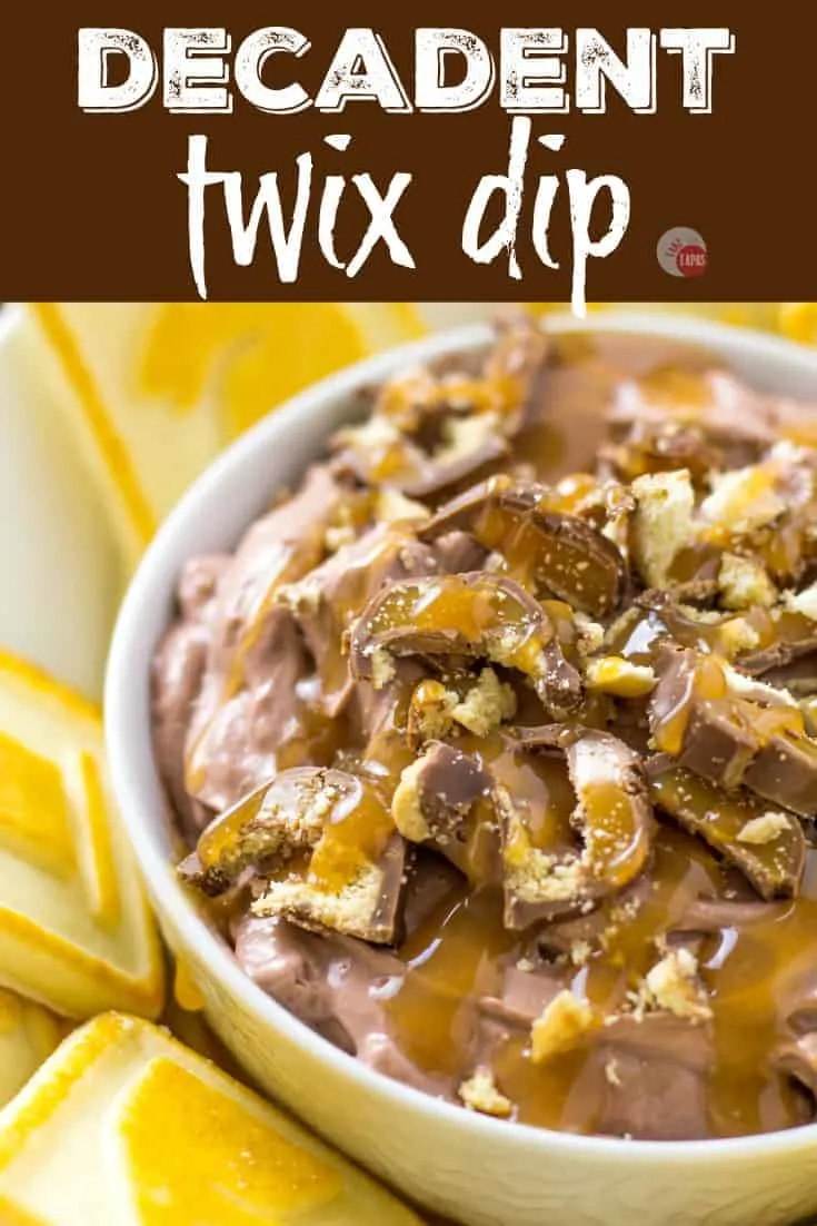 Twix Dip in a bowl for serving
