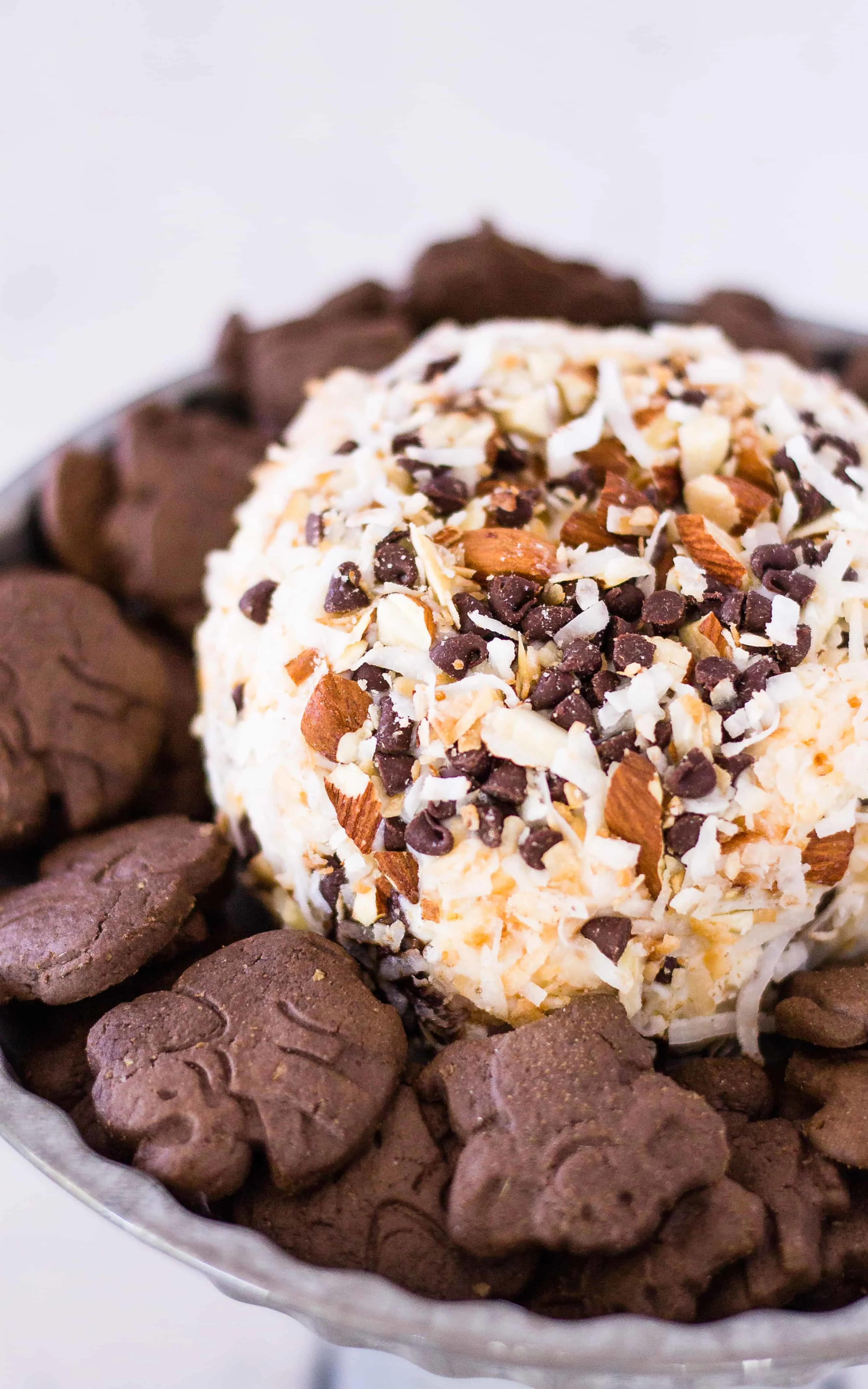 Eat Dessert First with this Almond Joy Cheese Ball | Take Two Tapas | #AlmondJoy #CheeseBall #SweetCheeseBall #CheeseBallRecipes #BestCheeseBalls #AlmondJoyRecipes