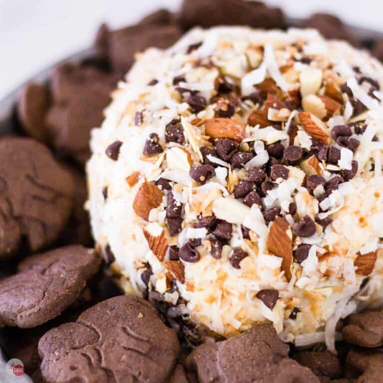 almond joy cheese ball featured image