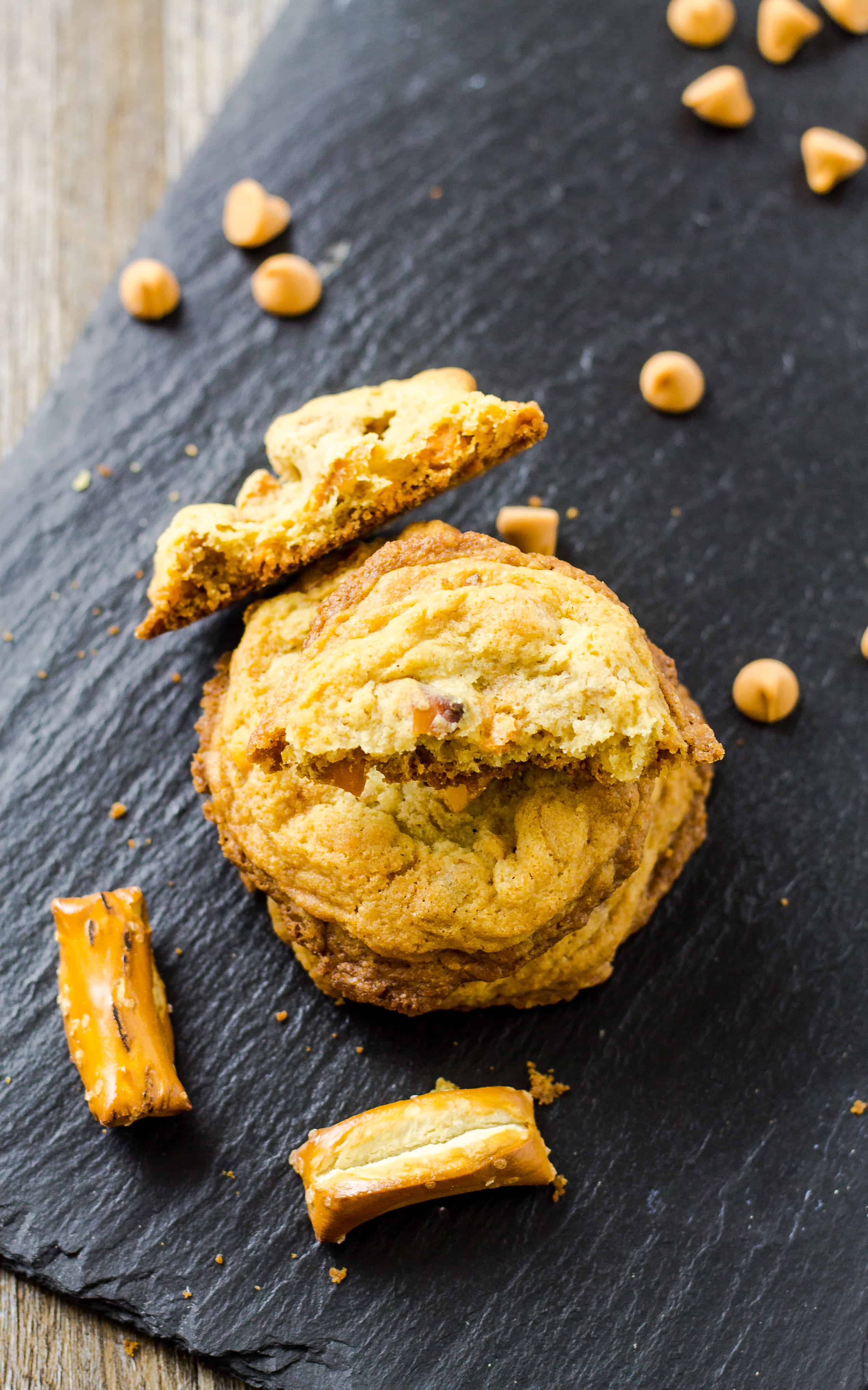 Forget the oatmeal, use pretzels in my butterscotch pretzel cookies | Take Two Tapas | #Butterscotch #Pretzels #CookieRecipe #ButterscotchPretzelCookies