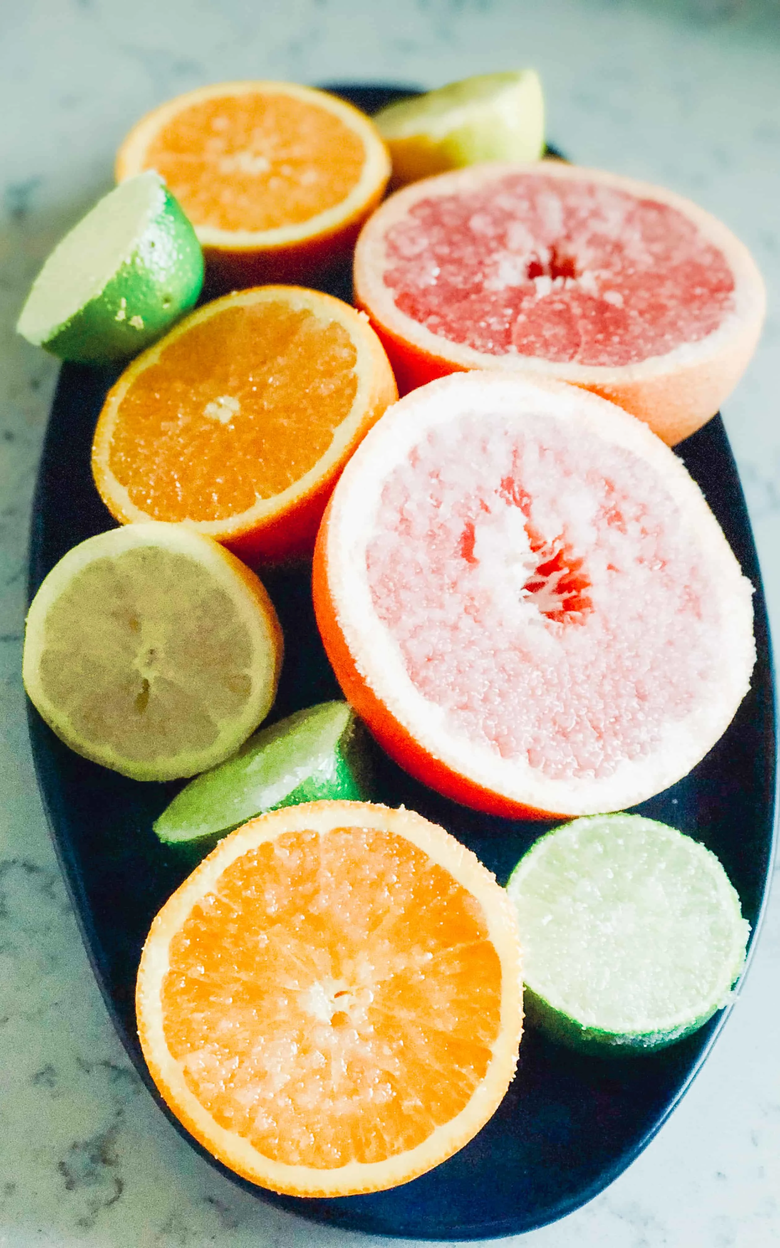 Dip the cut fruit in sugar for this Caramelized Citrus Smash