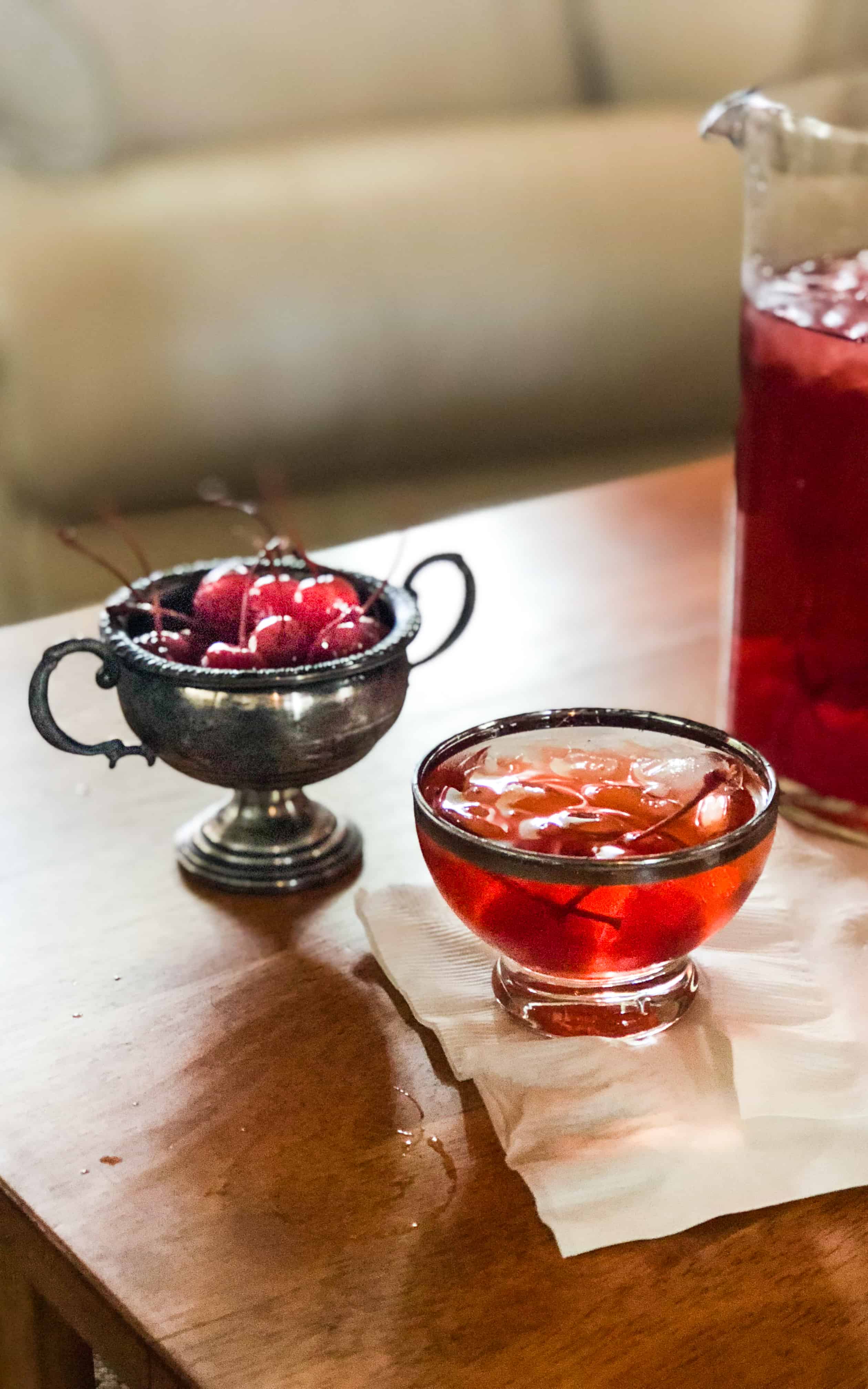 Maraschino Cherries are the star of my Cherry Manhattan Punch! | Take Two Tapas | #Cherry #Bourbon #PartyPunchRecipe #SparklingWaterCocktails #LargeBatchPunchRecipe