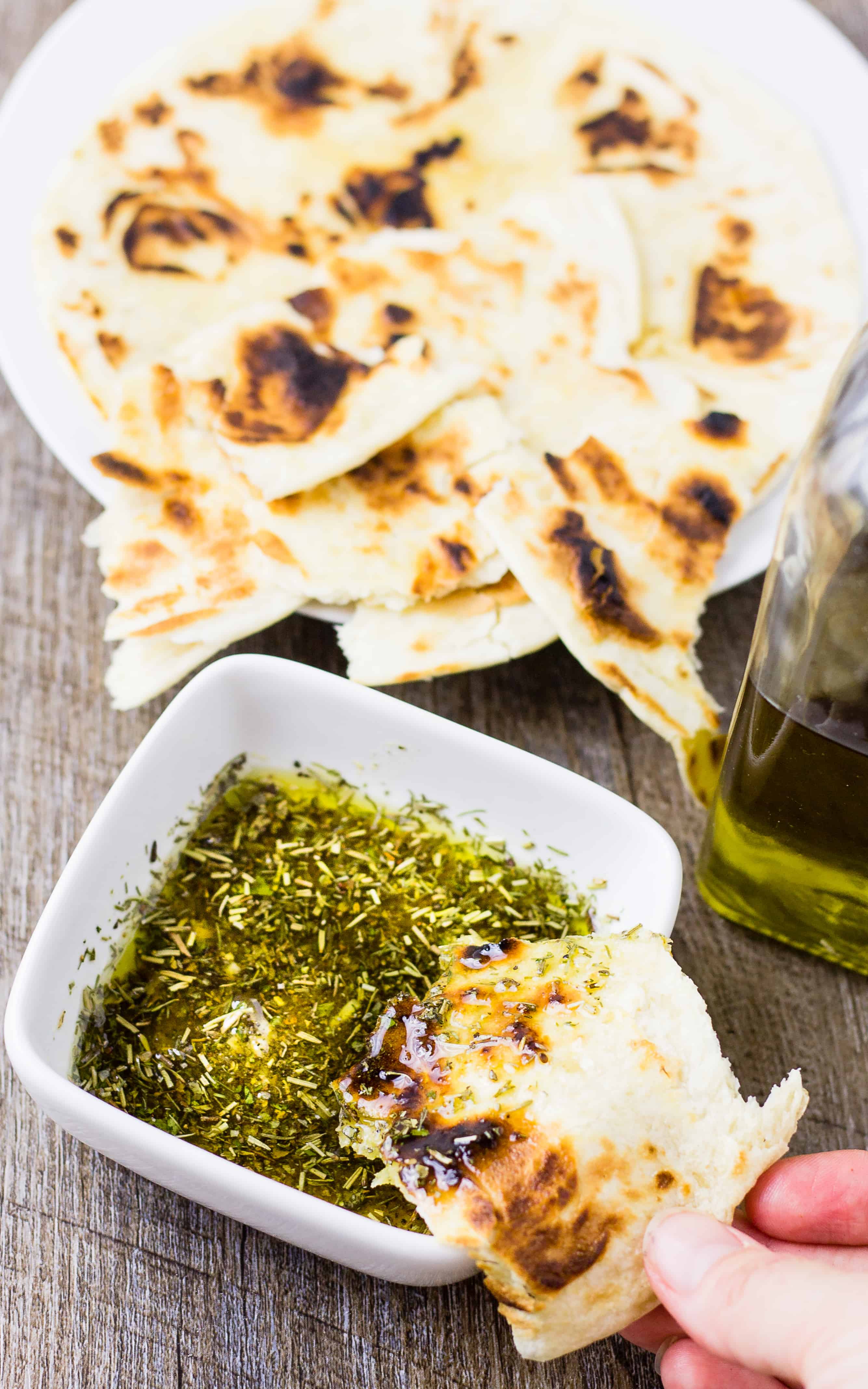 spice up your appetizer game with Greek Dipping Oil with Pita | Take Two Tapas | #GreekRecipes #GreekSeasoning #Bread #DippingOil #EasyDippingOil