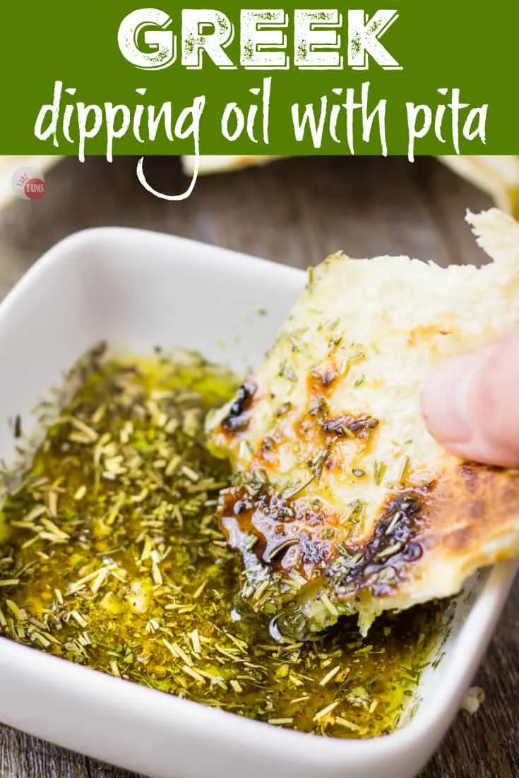 Greek Dipping Oil with Pita | Take Two Tapas | #GreekRecipes #GreekSeasoning #Bread #DippingOil #EasyDippingOil