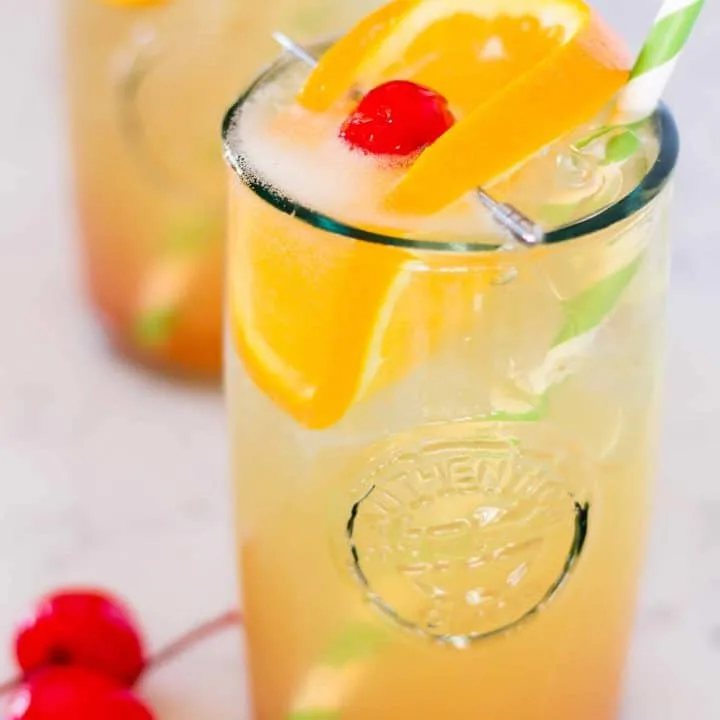 Sparkling Amaretto Sour Cocktail with orange sparkling water