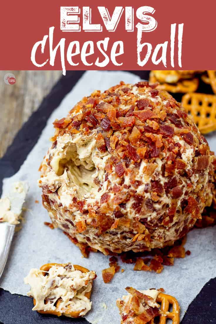 The King of Cheese Balls is the Elvis Cheese Ball - Peanut Butter Banana Bacon Cream Cheese Ball | Take Two Tapas | #ElvisRecipe #BananaRecipe #BaconRecipe #PeanutButterBacon #PeanutButterBanana