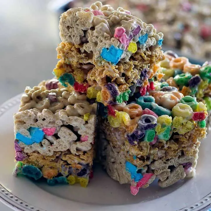 Layered cereal bars on a platter