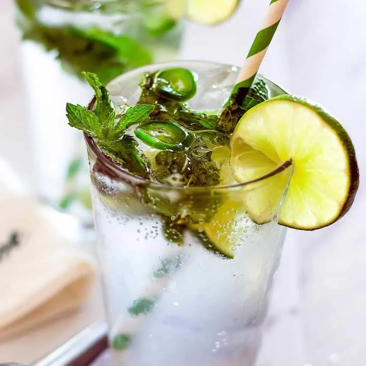 Side view of 2 Sparkling Water Spicy Jalapeño Mojito