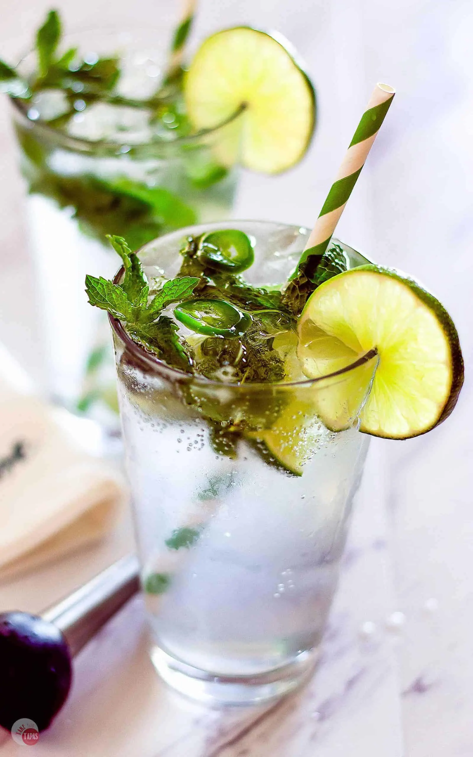 Side view of 2 Sparkling Water Spicy Jalapeño Mojito
