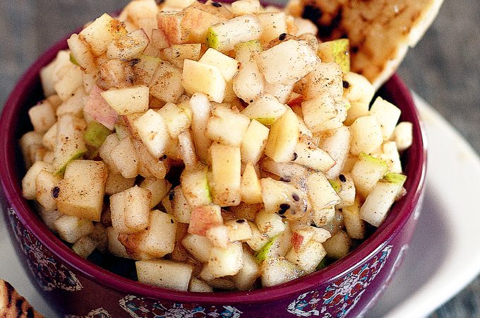 Love apple pie? Check out this new twist on apple pie with my fresh apple pie salsa! | Take Two Tapas | #ApplePieSpice #ApplePie #SalsaRecipe #AppleRecipe