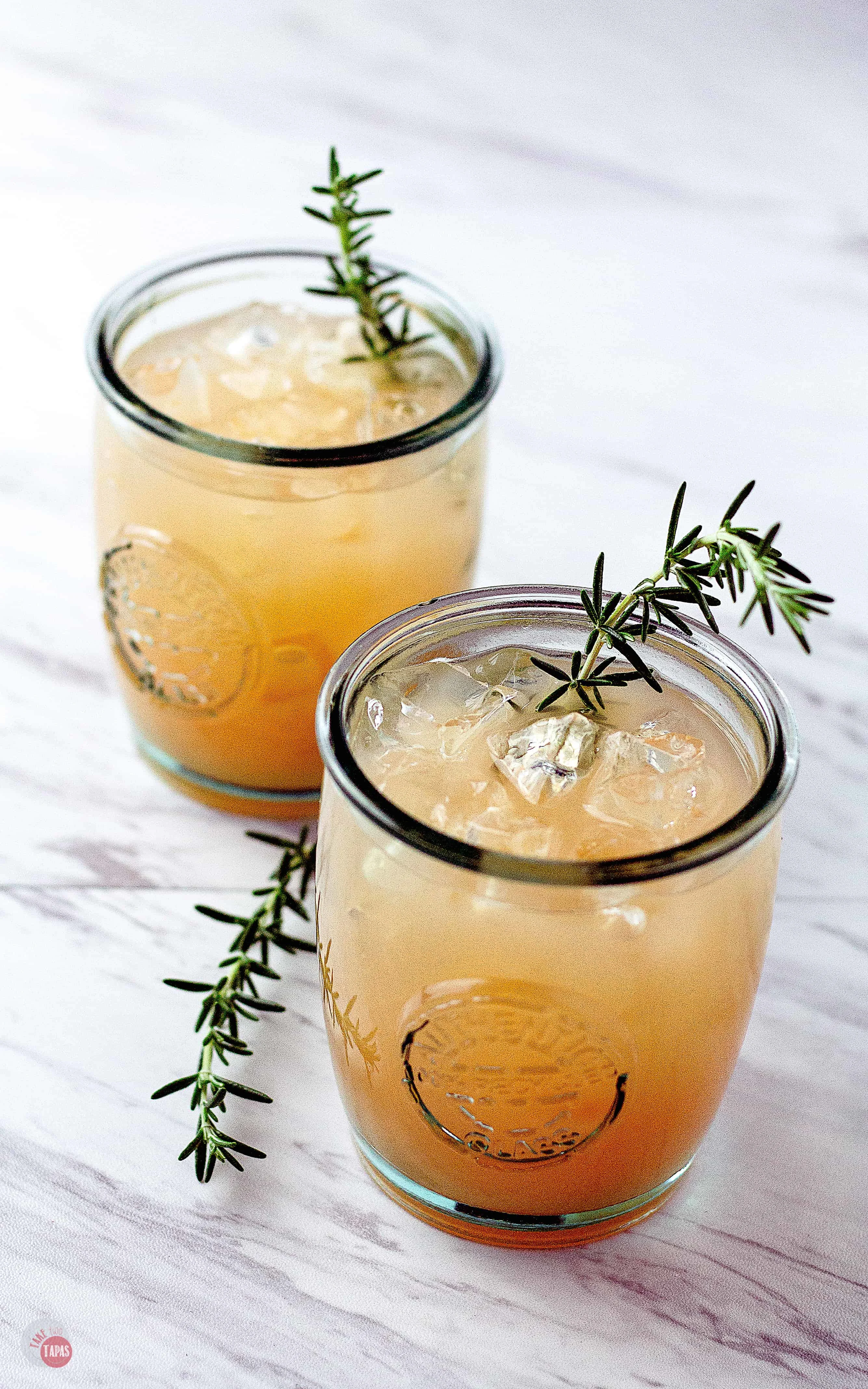 Side view of Grapefruit Rosemary Rum Punch