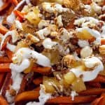 Halloween Poutine - A sweet potato french fries poutine recipe a Halloween Party! | Take Two Tapas | #PoutineRecipes #DessertPoutine #SweetPotatoRecipes #FrenchFryRecipes
