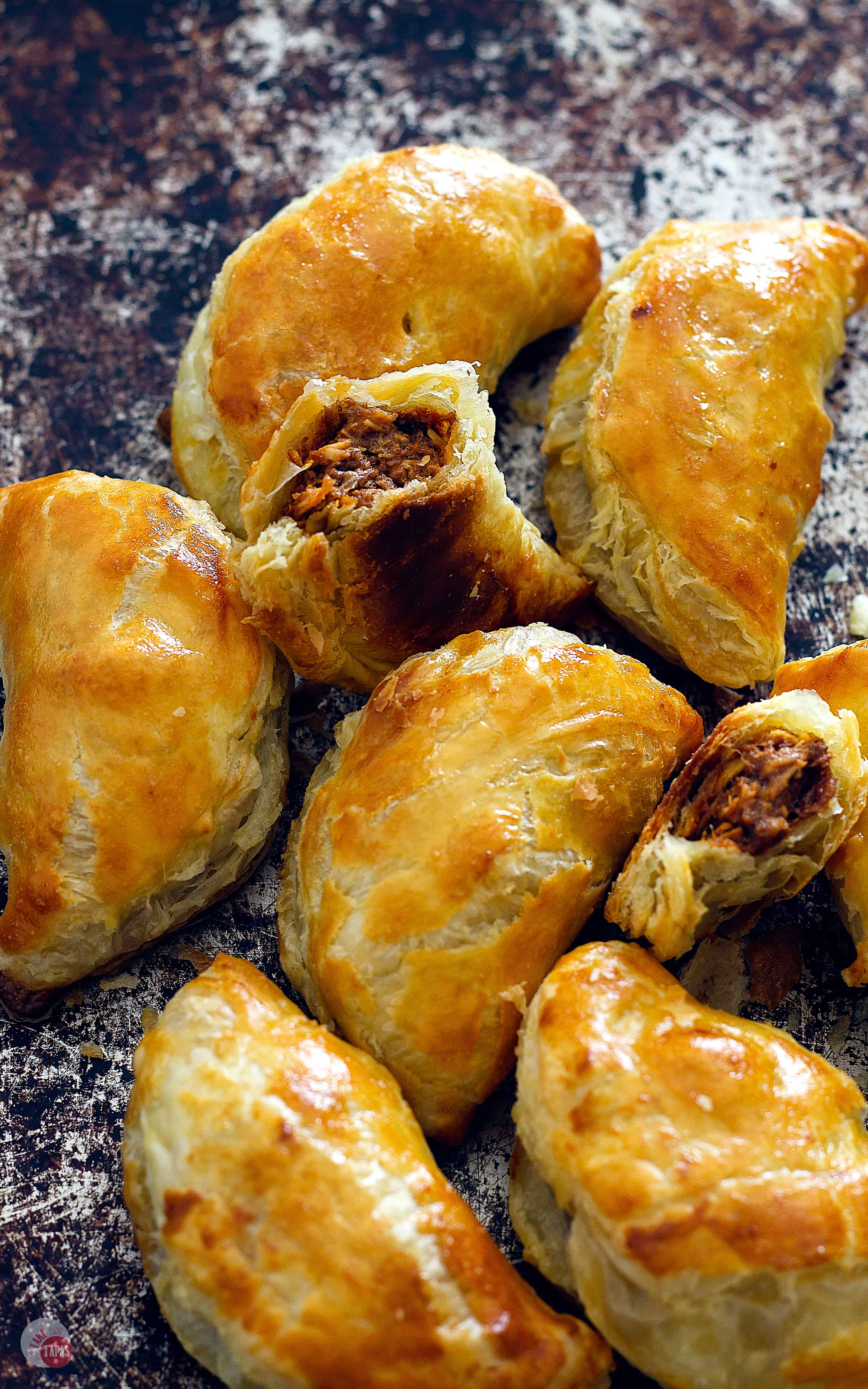 empanadas with one broken in half