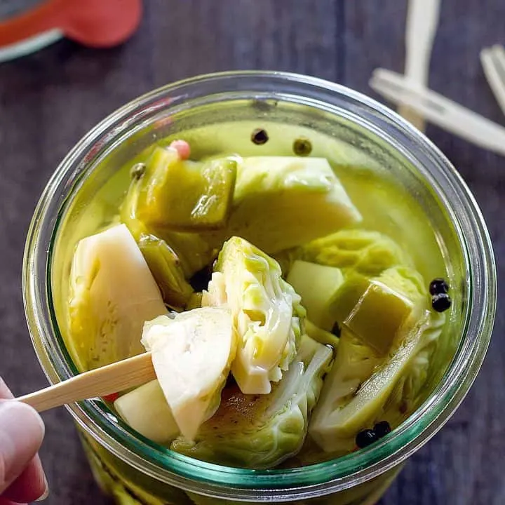 Pickled Brussels Sprouts in a jar