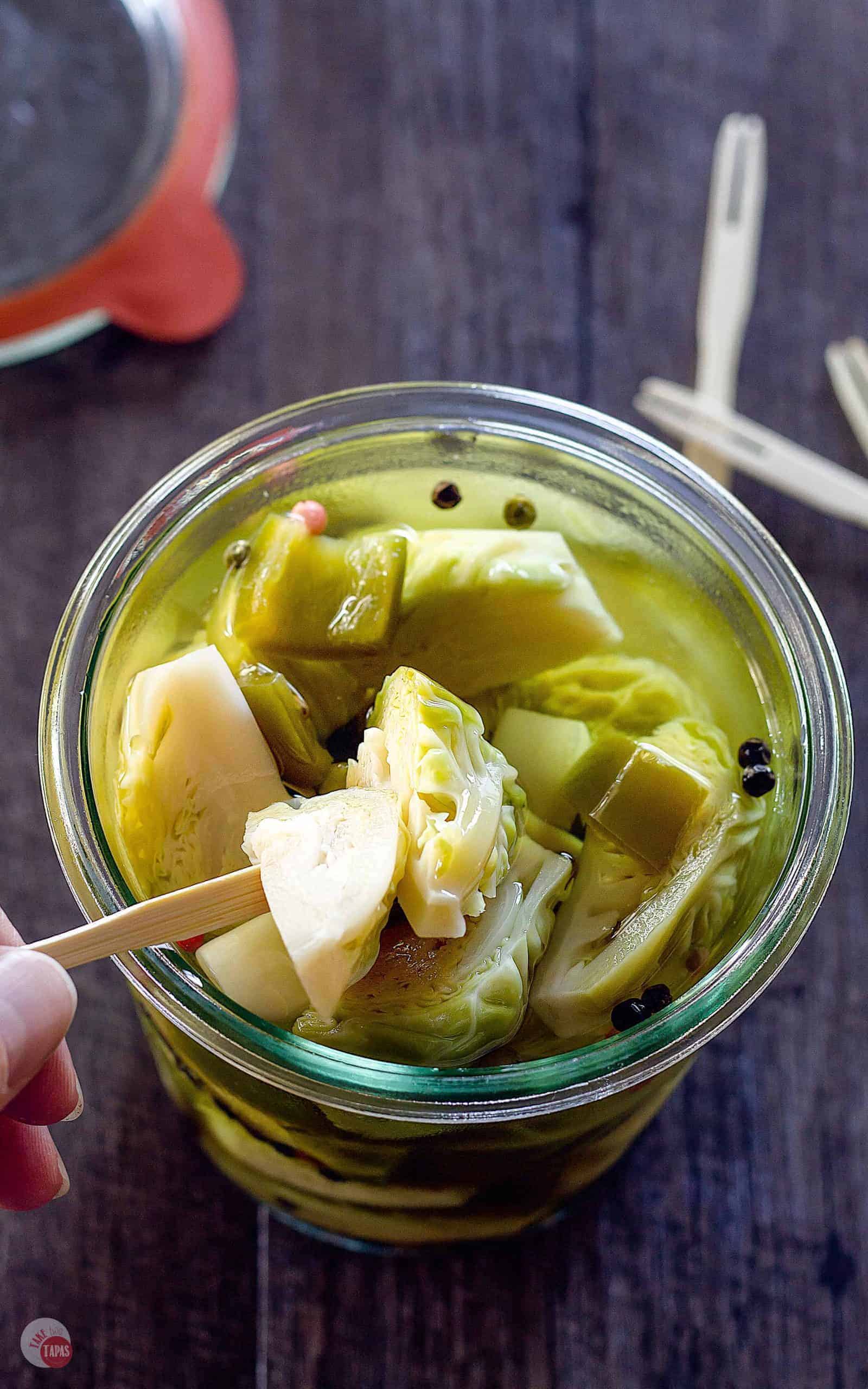 Pickled Brussels Sprouts in a jar