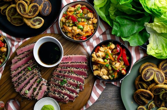 This Asian Tapas Menu is perfect for a holiday party! | Take Two Tapas | #AsianTapasMenu #TapasMenu @anolon #AD #KitchenCreativity