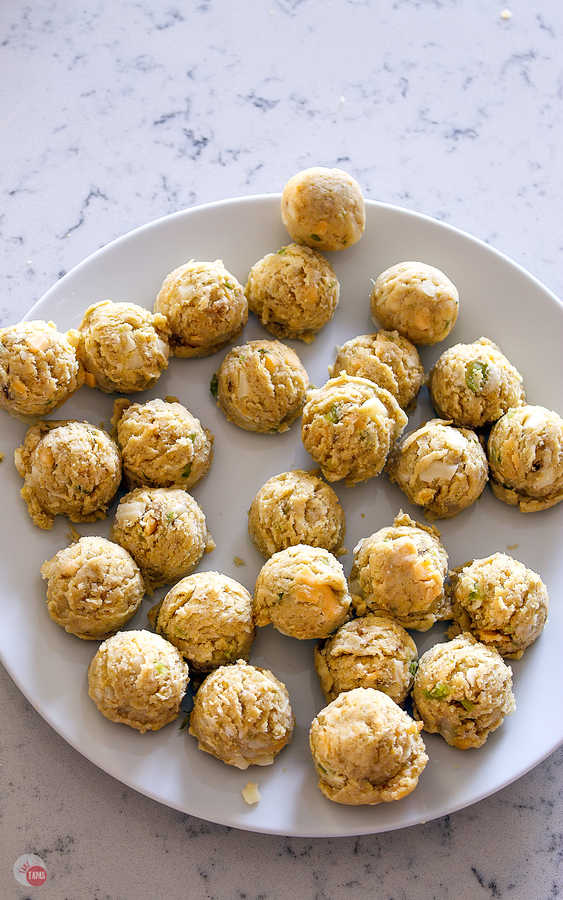 stuffing balls on a plate