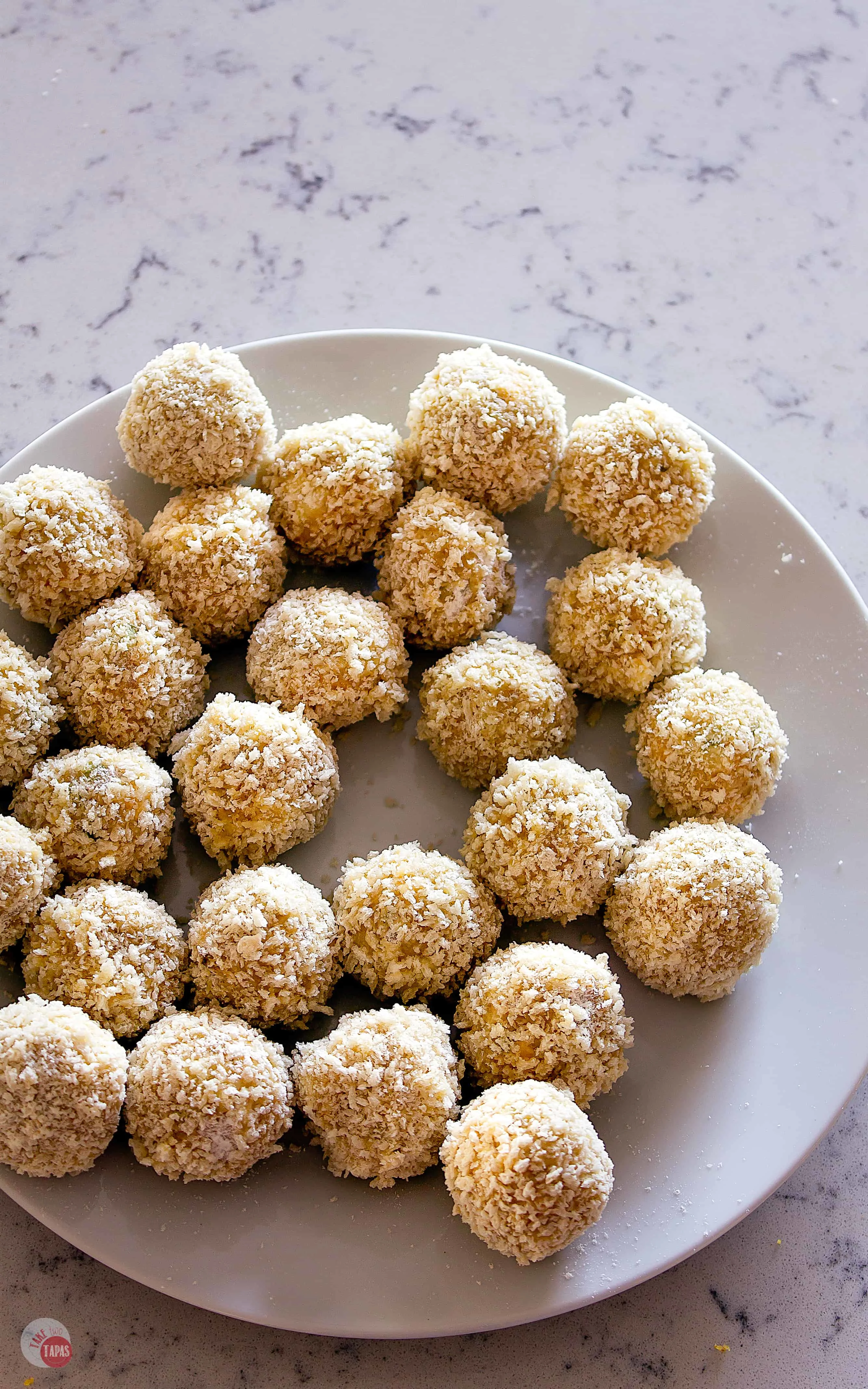 Rolled dressing balls on plate