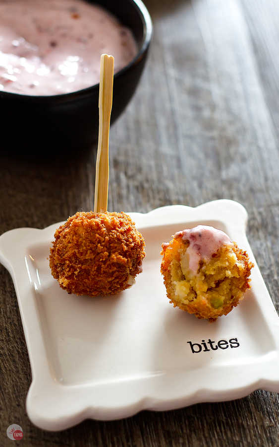 Crispy and tender Fried Cornbread Dressing Balls | Take Two Tapas | #ThanksgivingLeftovers #StuffingRecipe #Appetizer