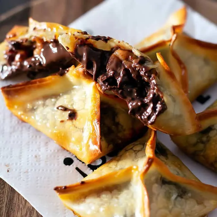 Close up of wonton in half